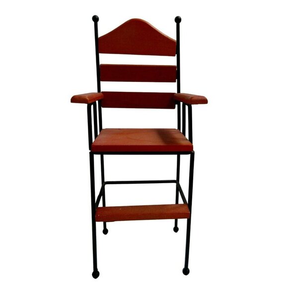 Unbranded Other - Minature Directors Style Chair Red Wood and Black Metal Hand-Crafted 8"x3.5"